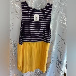 Bluehaven, purple and yellow, sleeveless round neck dress